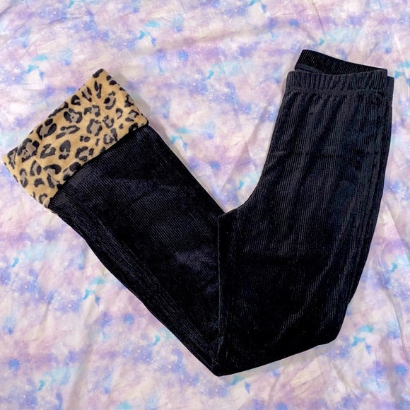 [ Shein ] Leopard Cuff Corduroy Bootcut Leggings - Picture 1 of 9